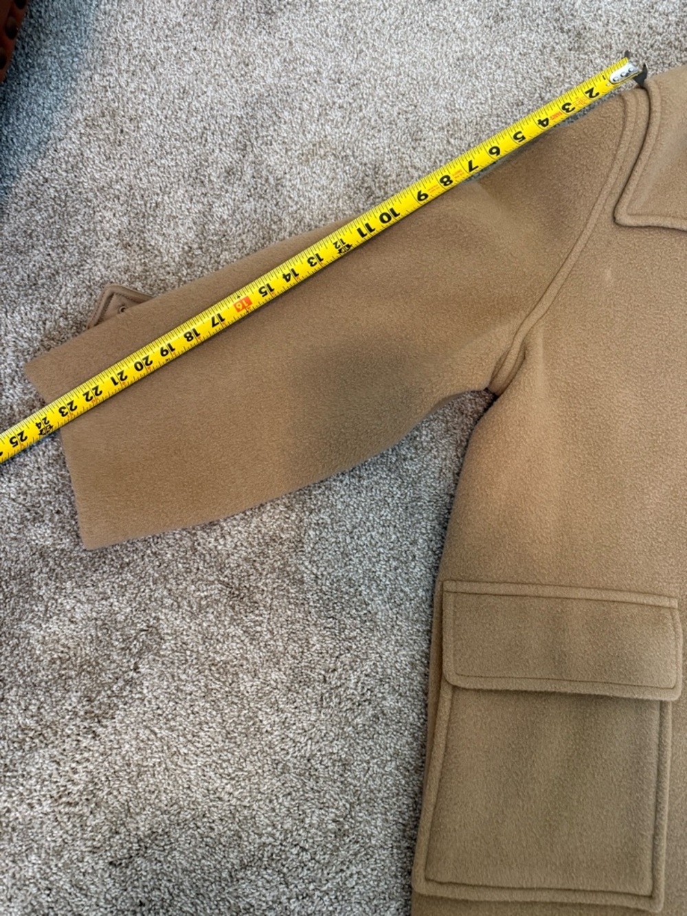 Burberry Camel Wool Pea Coat with Signature Check Lining - Picture 11 of 14